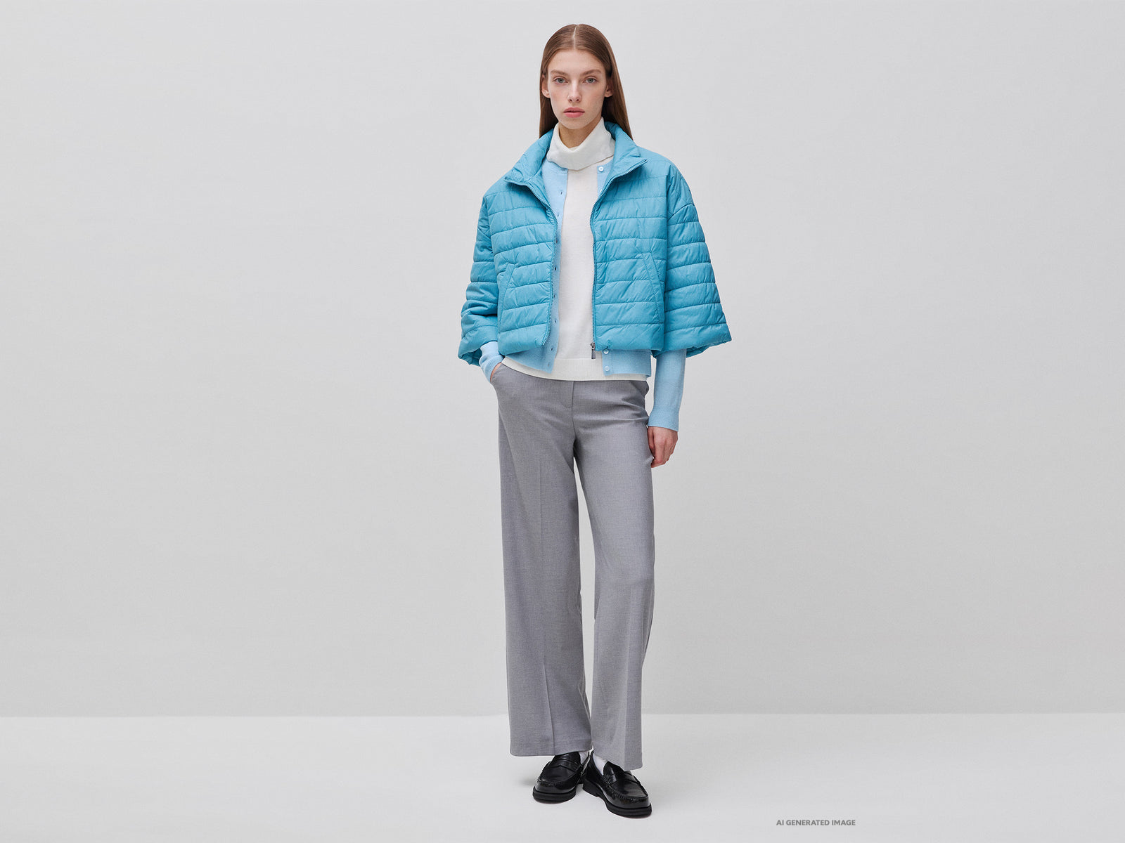Lightweight padded jacket with 3/4 sleeves