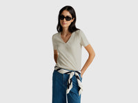 T-shirt em algodão puro com decote em V - ucb_image_F