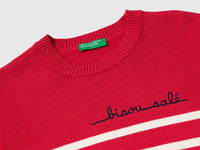 Striped sweater with embroidered writing - ucb_image_DS1