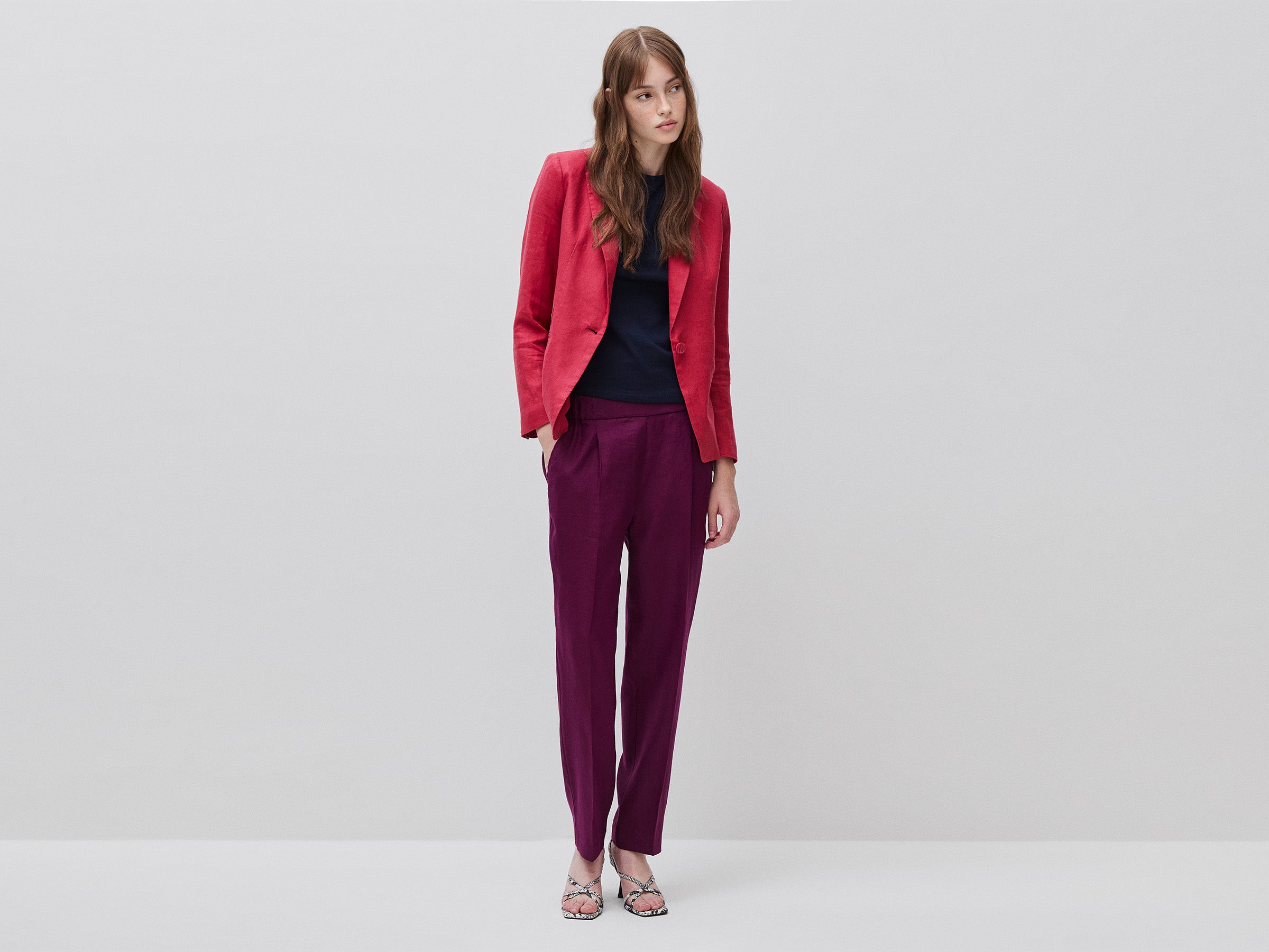 Blazer de abotoadura simples em linho puro - ucb_image_FY