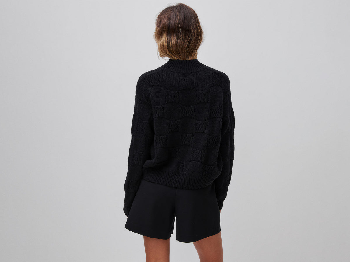 Camisola de gola alta trabalhada em mistura de lã - ucb_image_B
