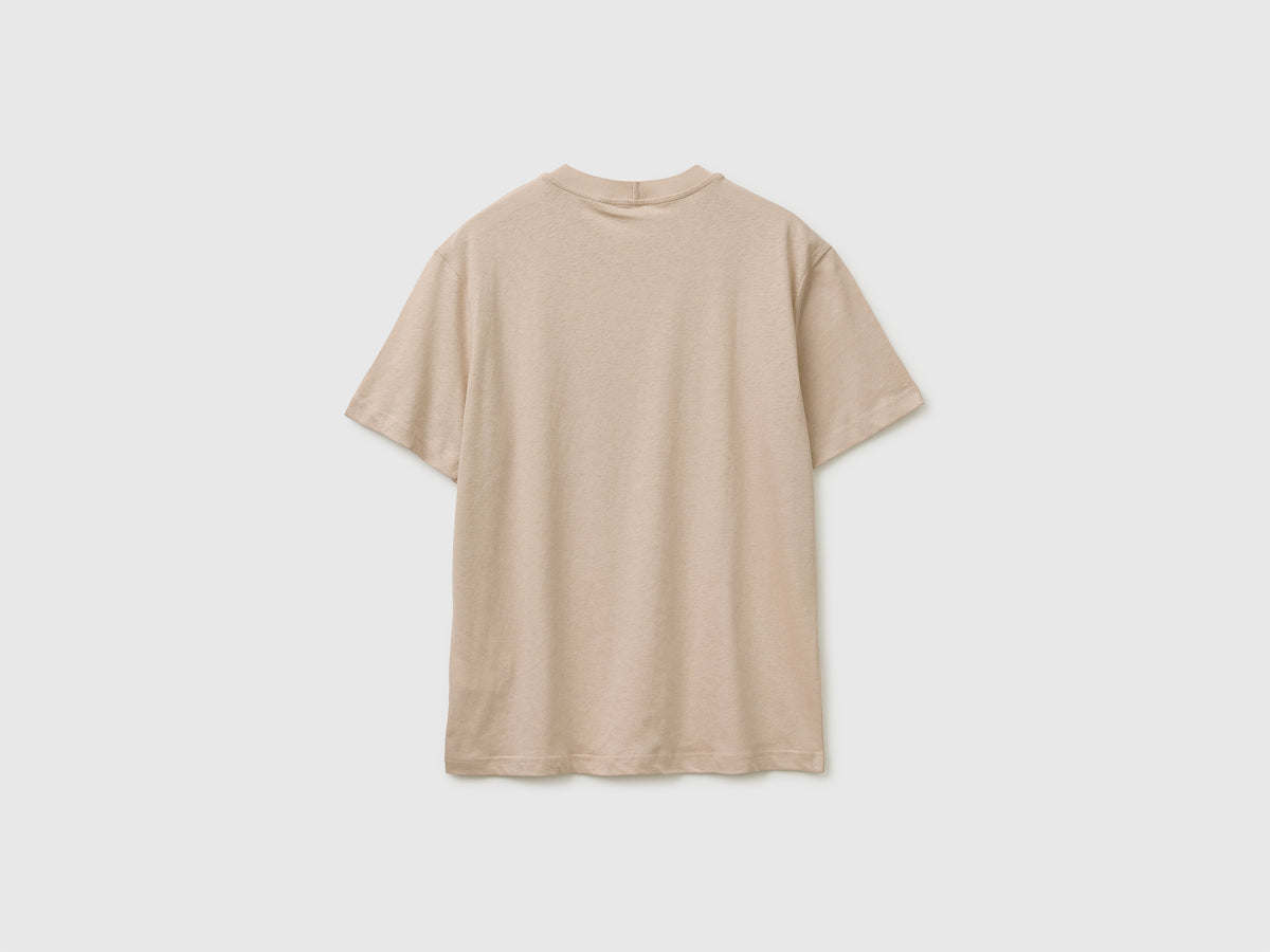 T-shirt de gola redonda em mistura de linho - ucb_image_BS