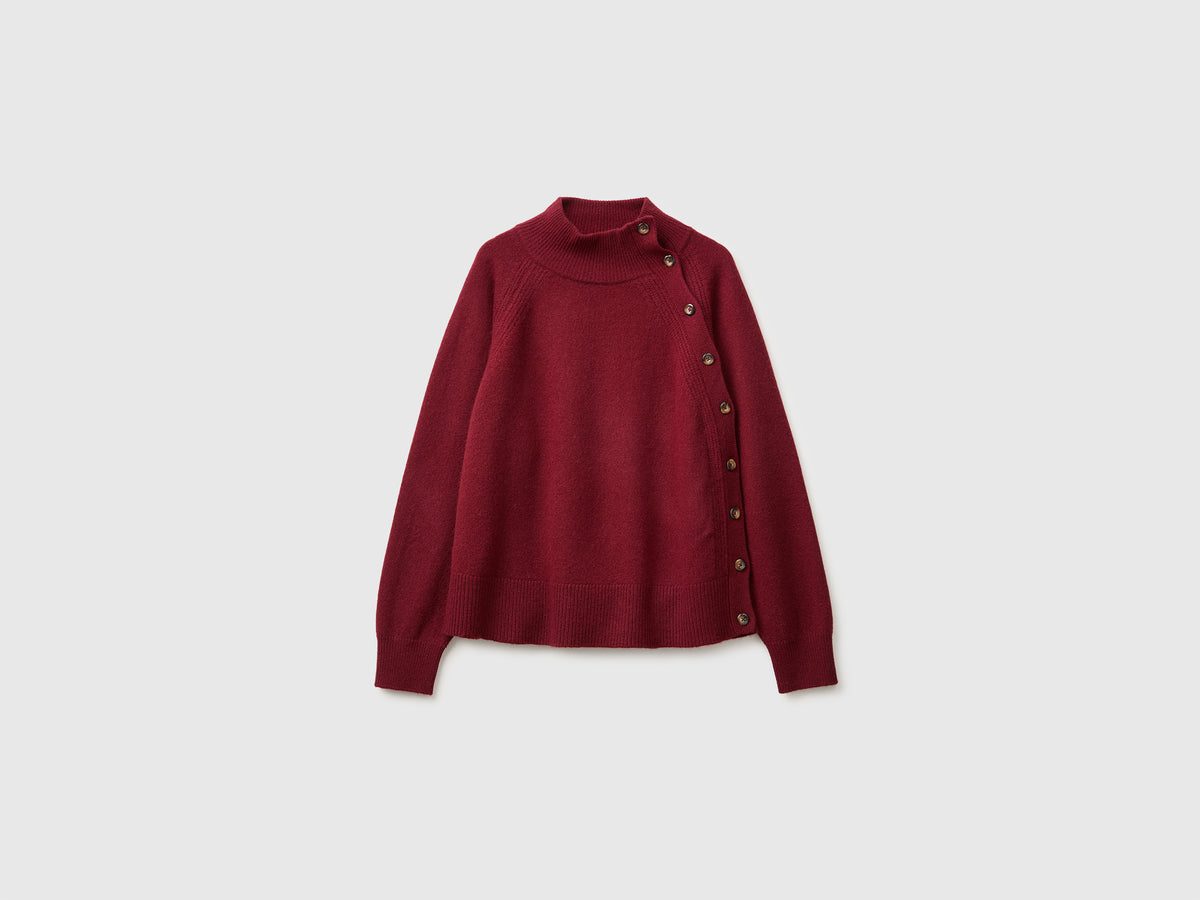 Camisola de gola alta com botões 100% lã - ucb_image_FS