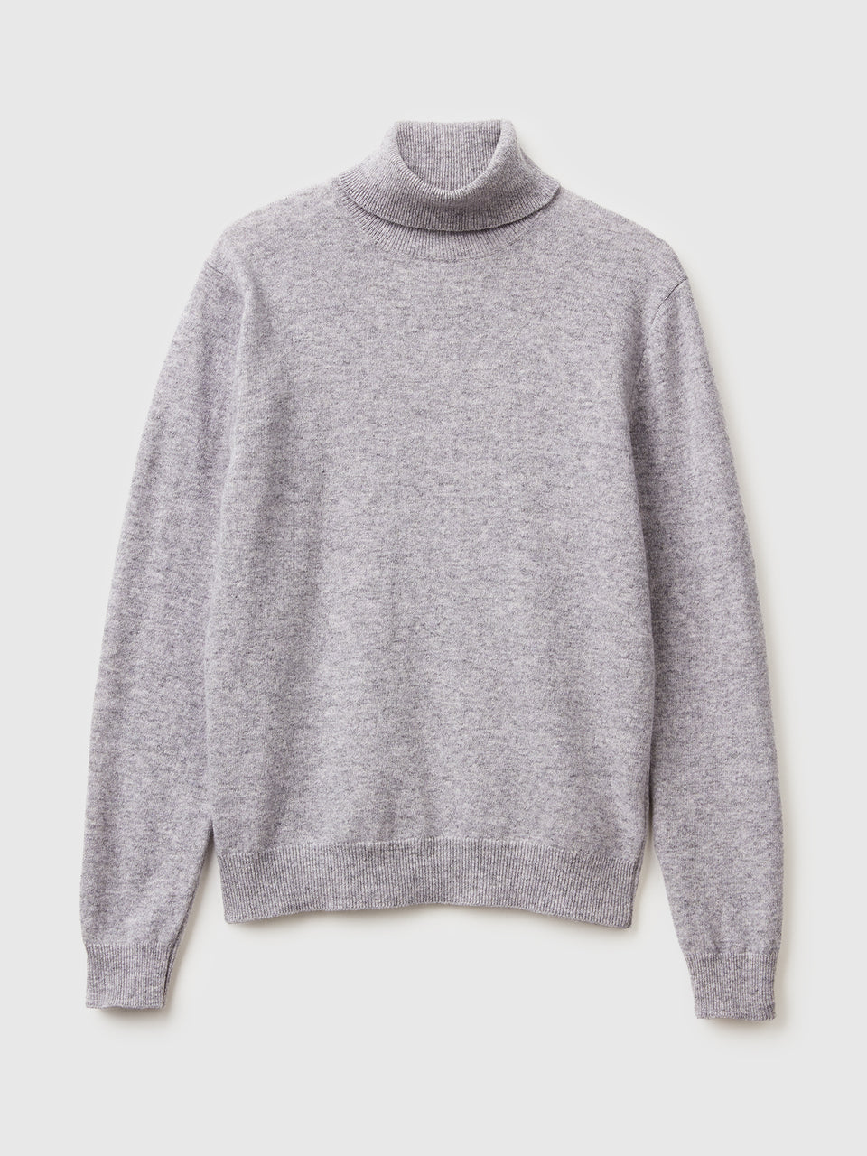 Camisola de gola alta cinza mélange em pura lã Merino - ucb_image_FS