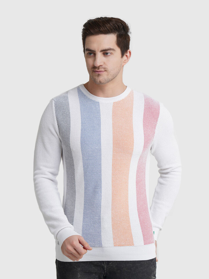 Vertical Striped Plating Sweater