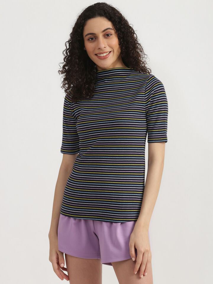 3/4Th Slv Multicolor Y/D Top