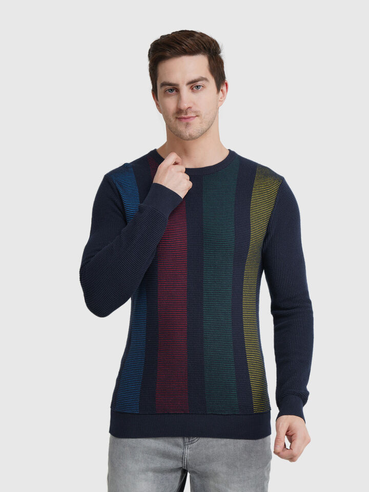 Vertical Striped Plating Sweater