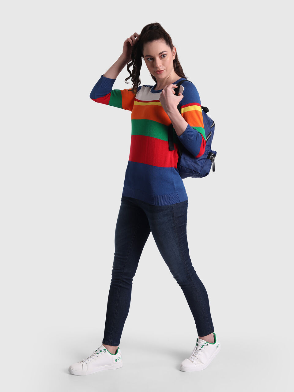 3/4th sleeved square neck top image number null