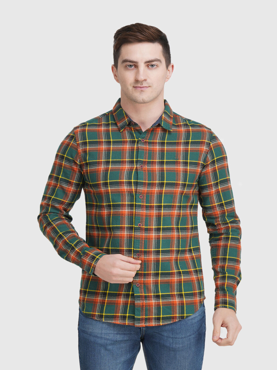Fill Sleeve Multicolour Flannel Check Shirt image number null