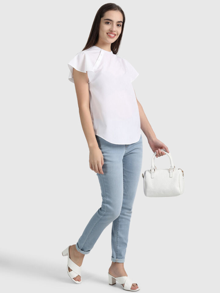 Polyester Asymmetric Placket Top