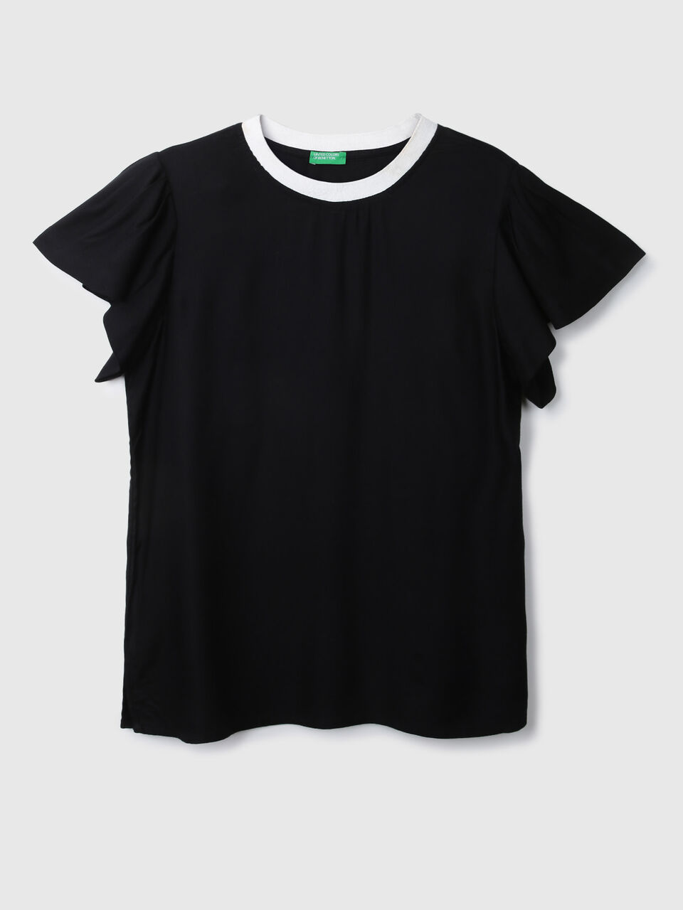 Short Sleeve Sld Top With Rib At Neck image number null