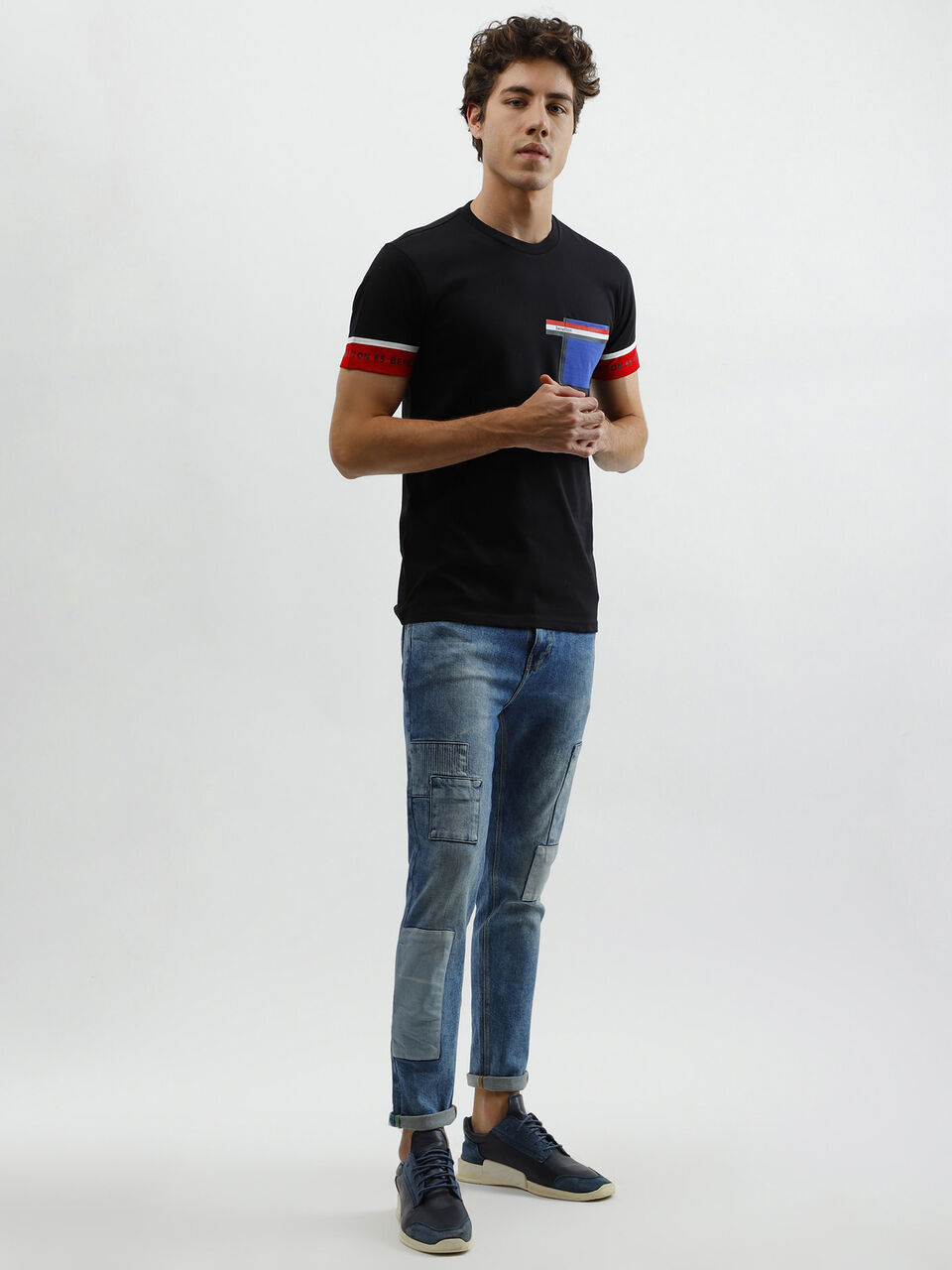 Low Crotch Patch Work Denim image number null