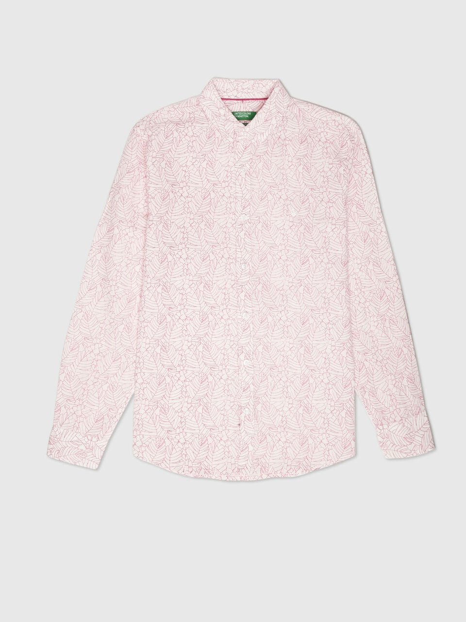 Full Sleeves Cotton Linen Leaf Print Shirt image number 1