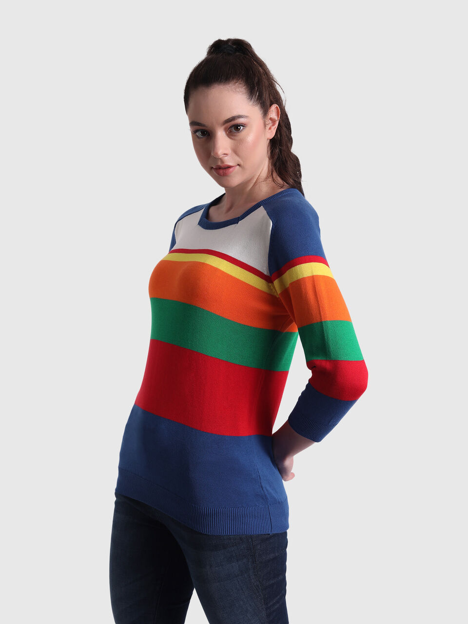 3/4th sleeved square neck top image number null