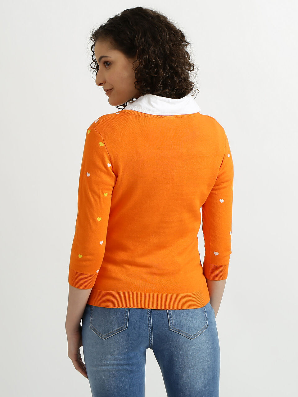 BASIC V NECK 3/4TH SLEEVE AOP TRICOT image number null