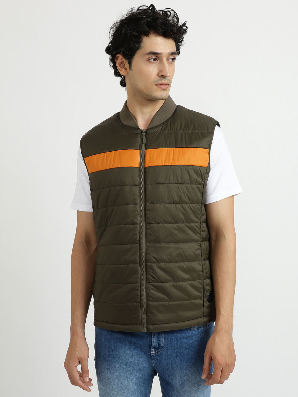 COLOR BLOCK GILET PUFFER JACKET image number null