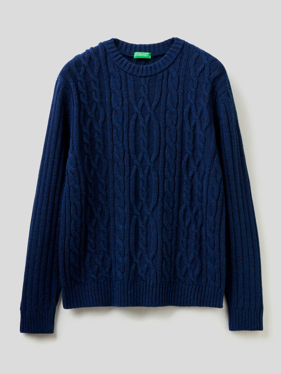 Knitted sweater with braids and ribs image number 1