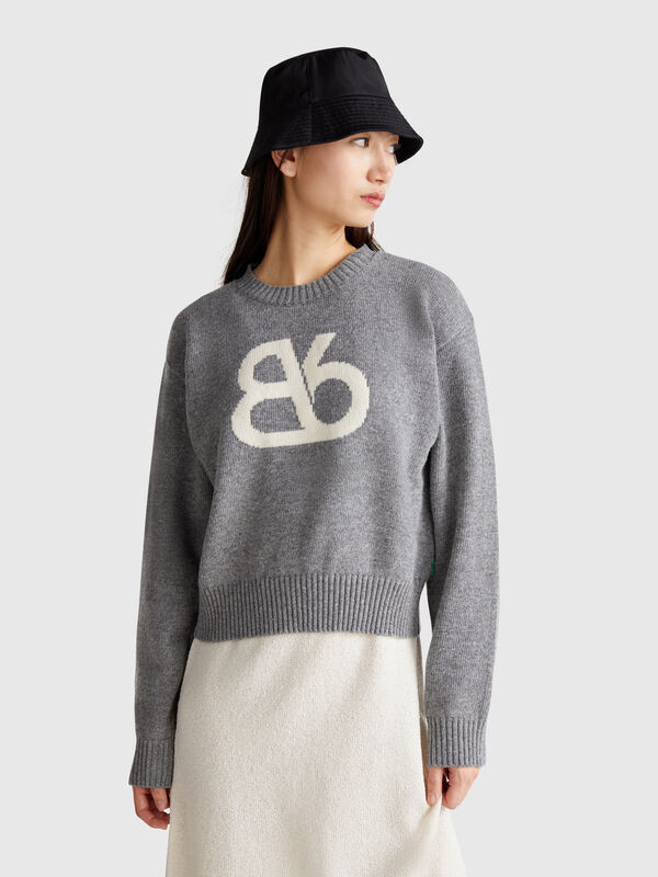 Crew neck sweater in wool blend Women