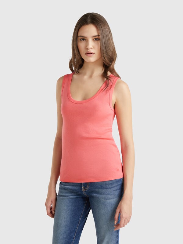 Fuchsia tank top in pure cotton Women