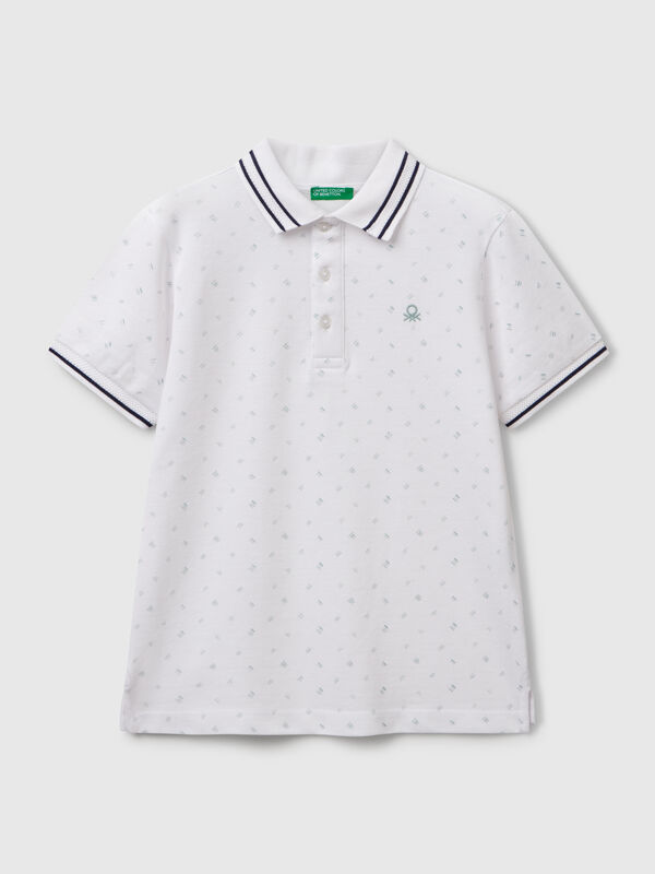 Micro patterned polo shirt in pure cotton Junior Boy