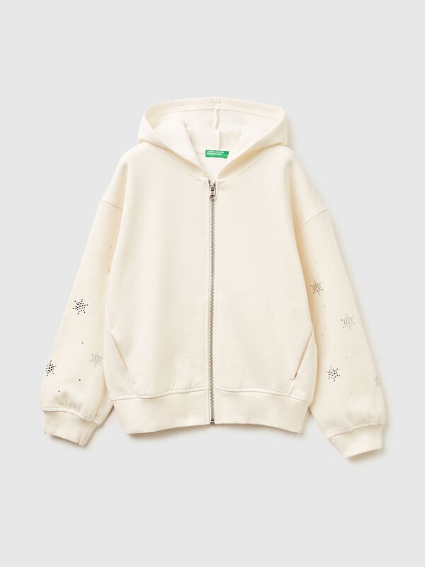 Sweatshirt with zip and rhinestones Junior Girl