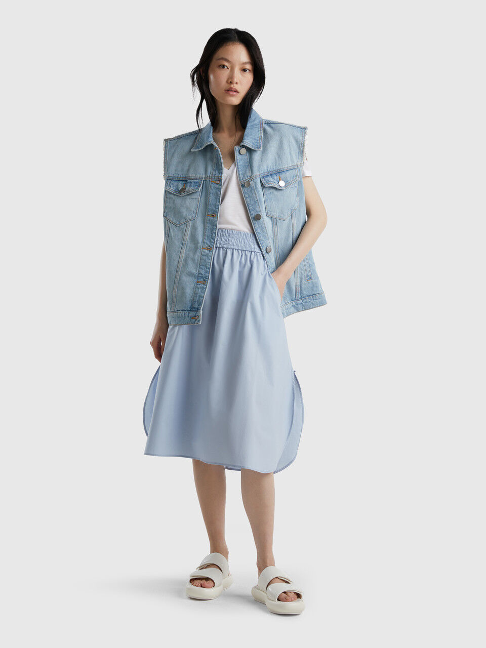 Oversized denim vest