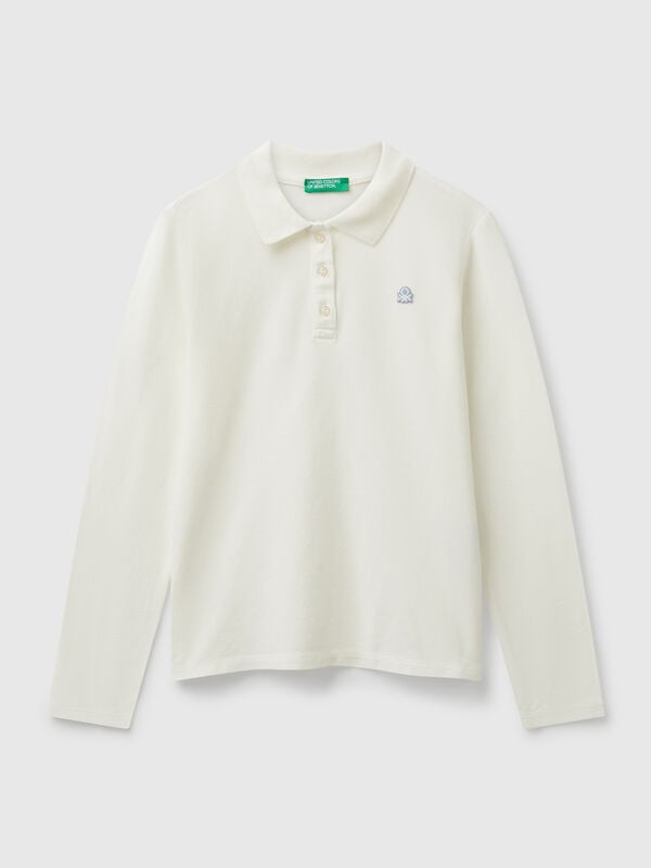 Long sleeve polo in cotton Junior Girl