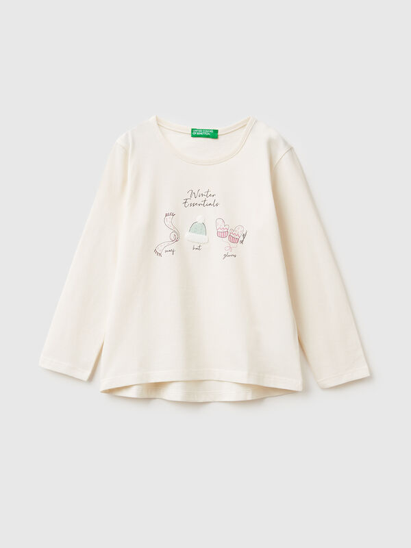 T-shirt with print and embroidery Junior Girl