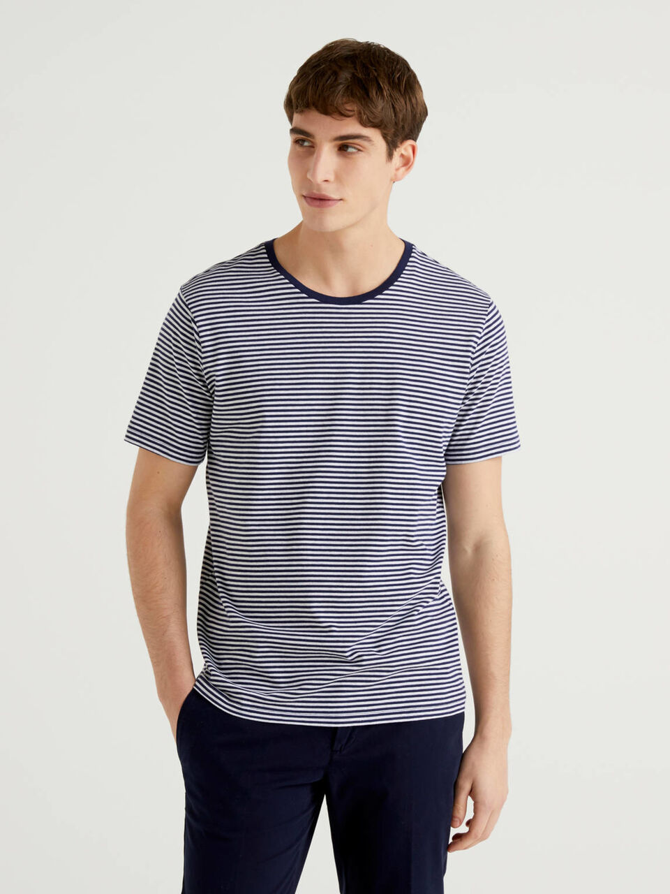 Striped t-shirt in pure cotton Men image number null