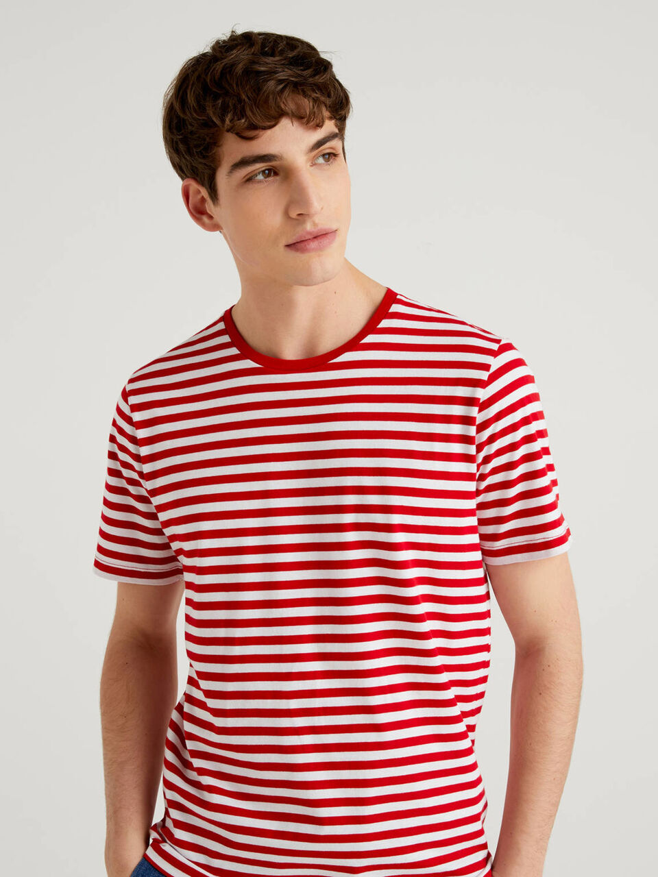 Striped t-shirt in pure cotton Men image number null