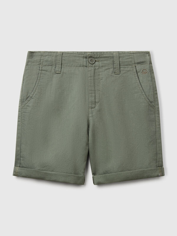 Chino bermudas in pure linen Junior Boy