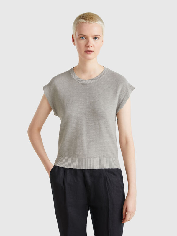Vest in cotton and linen blend Women
