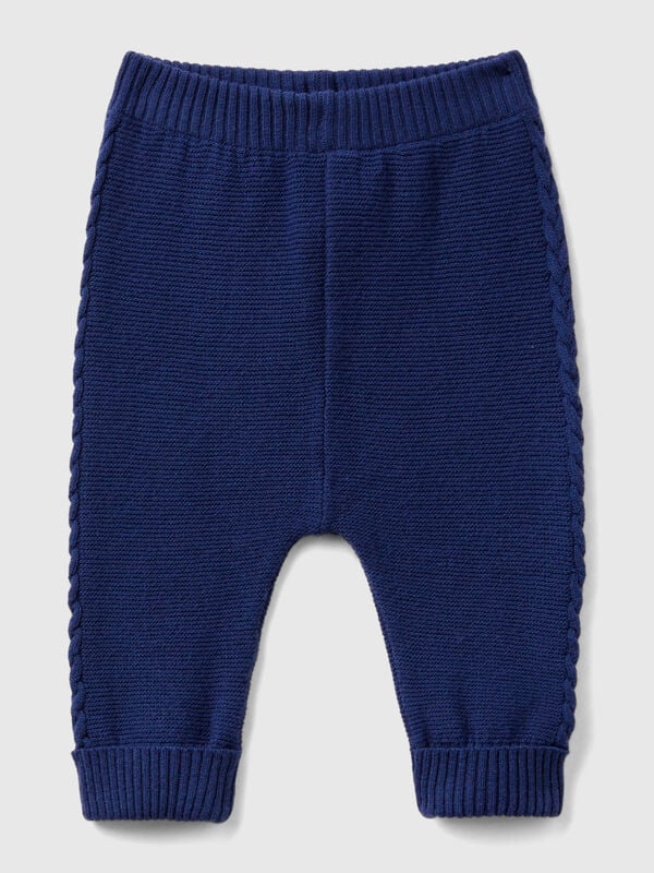 Trousers with cables in recycled wool blend New Born (0-18 months)