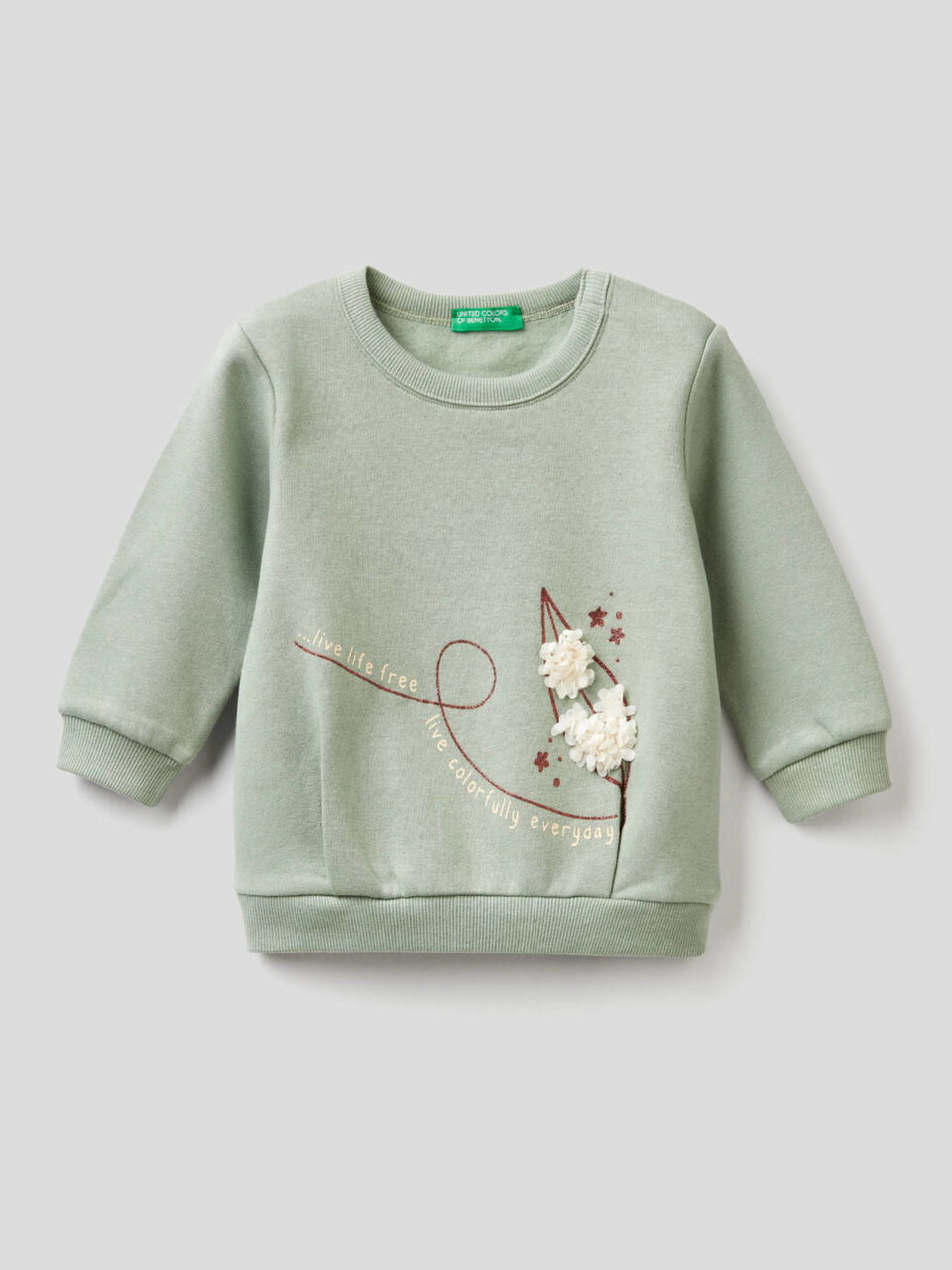 Sweatshirt with petal look applique image number 1