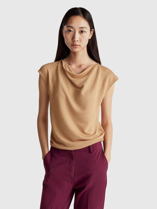 Sleeveless crepe t-shirt Women