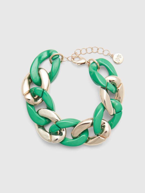 Gold and green chain bracelet Women