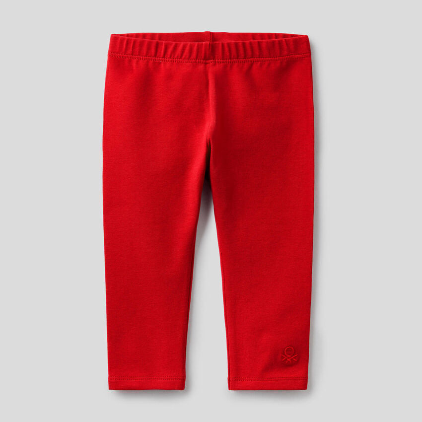 Red leggings in stretch cotton