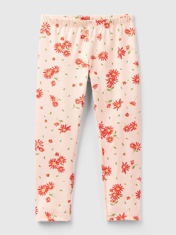 Flesh pink leggings with floral print Junior Girl