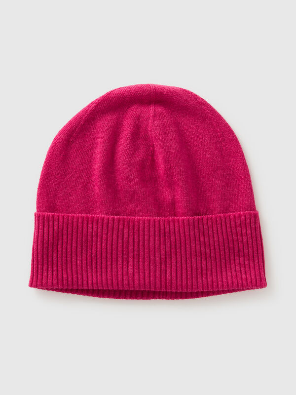 Fuchsia hat in pure Merino wool Women