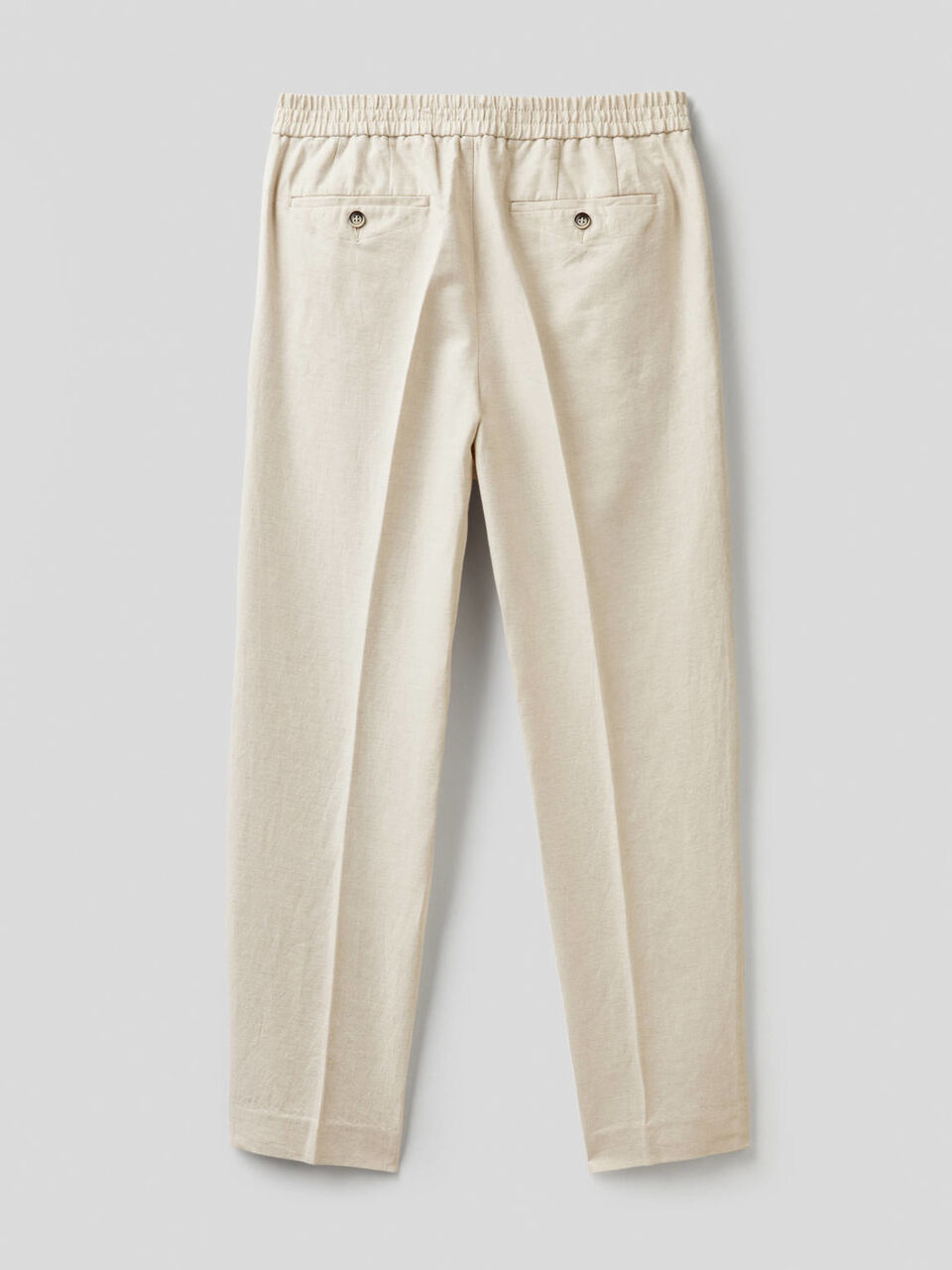 Linen blend trousers with elastic at waist image number 2