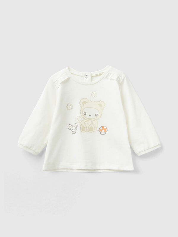 T-shirt in warm cotton with rouches New Born (0-18 months)