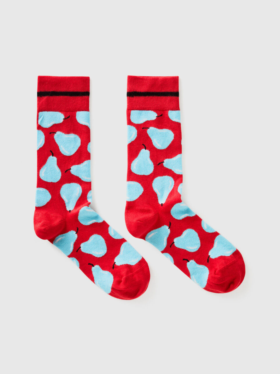 Red socks with pear pattern