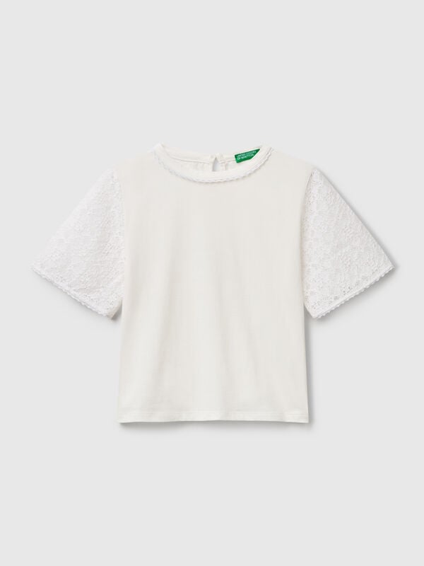 T-shirt with lace sleeve Junior Girl