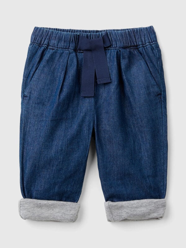 Lined trousers in chambray New Born (0-18 months)