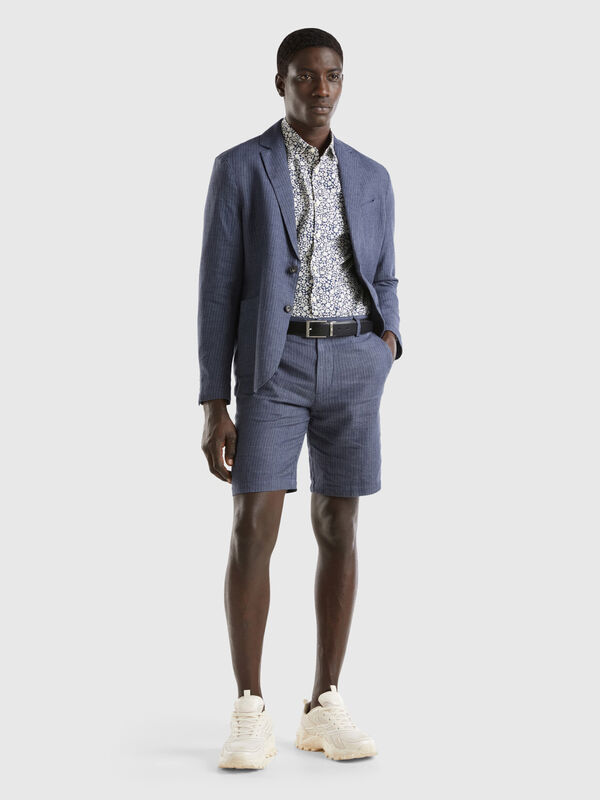 Striped shorts in linen blend Men