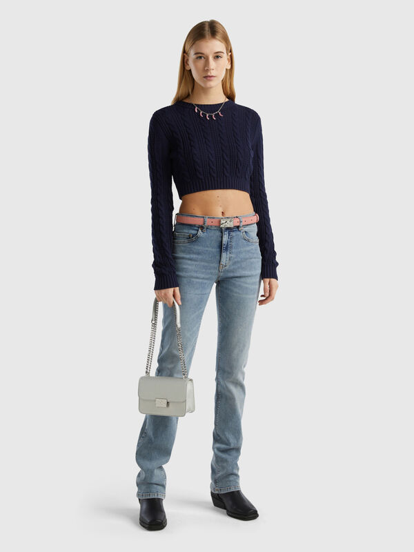 Cropped cable knit sweater Women