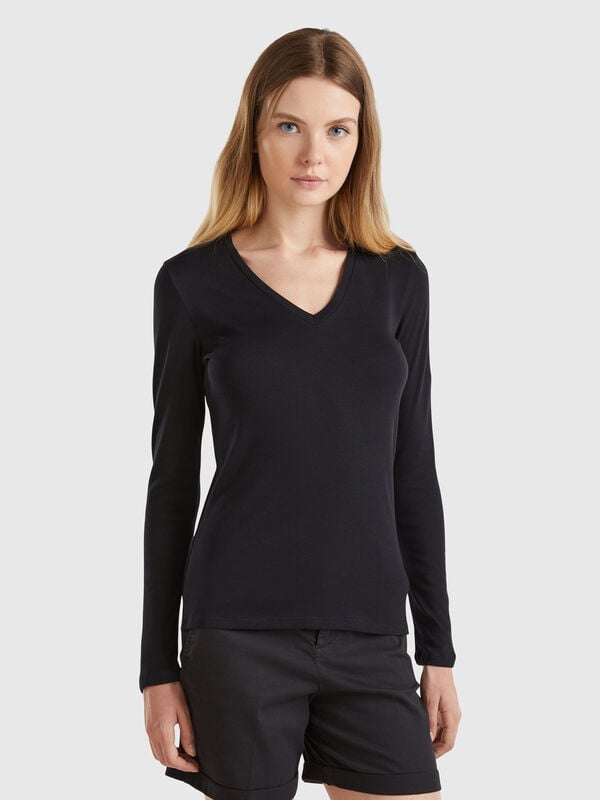 Long sleeve t-shirt with V-neck Women
