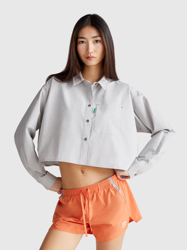 Cropped shirt in pure cotton Women
