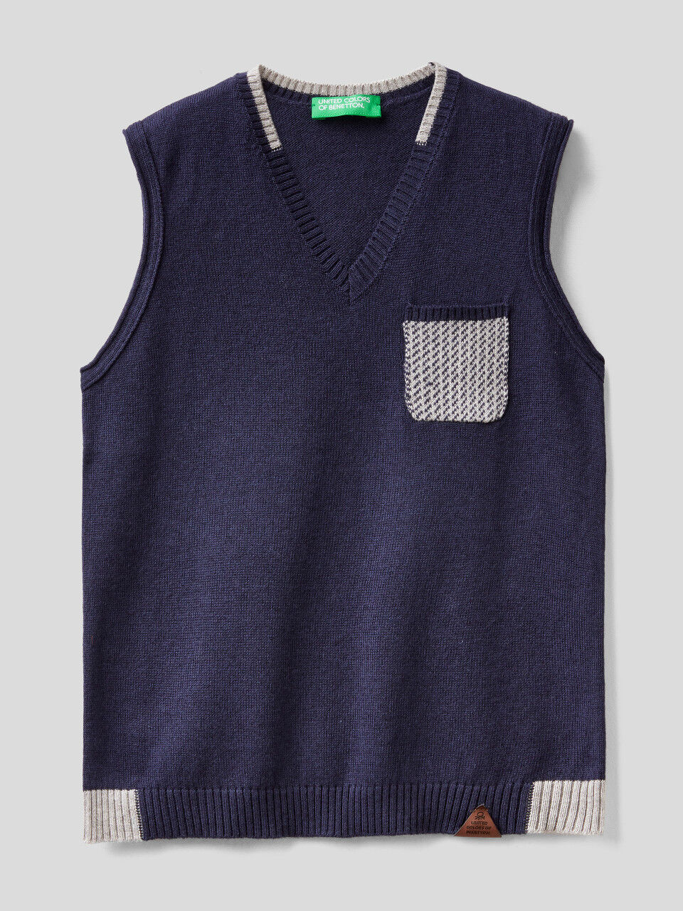 Vest in wool and cotton blend