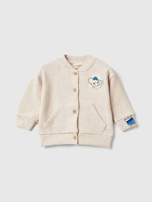 Bomber style sweatshirt in recycled stretch cotton blend sweat New Born (0-18 months)